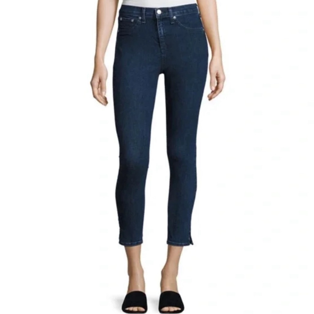 RAG & BONE Jeans 10 inch Capri with Slit Clean Dark Paz Skinny Blue 28 EUC